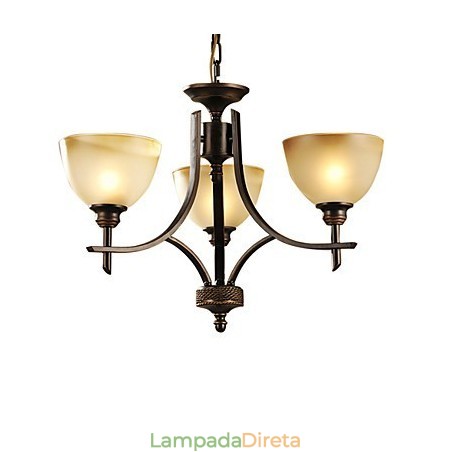 Lustre Elegante com 3 Luzes em Luz Quente Lustre Elegante com 3 Luzes em Luz Quente