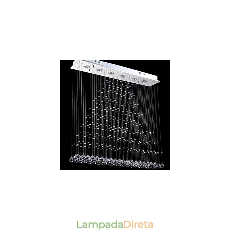 Luminária pendente retangular de cristal, lustre de teto, luminárias de iluminação