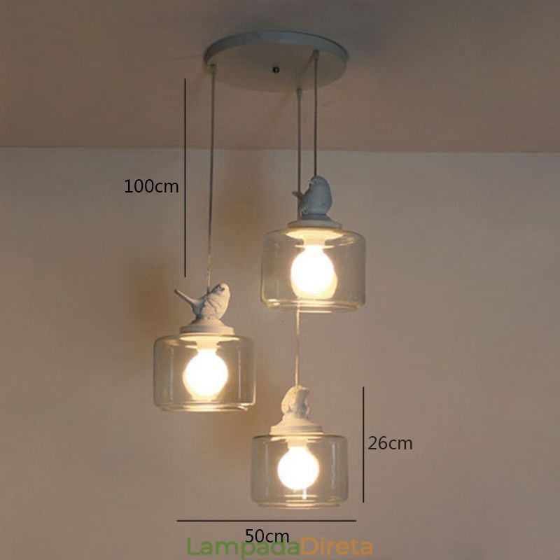 Luminária pendente de vidro estilo retrô Little Bird Iluminação decorativa