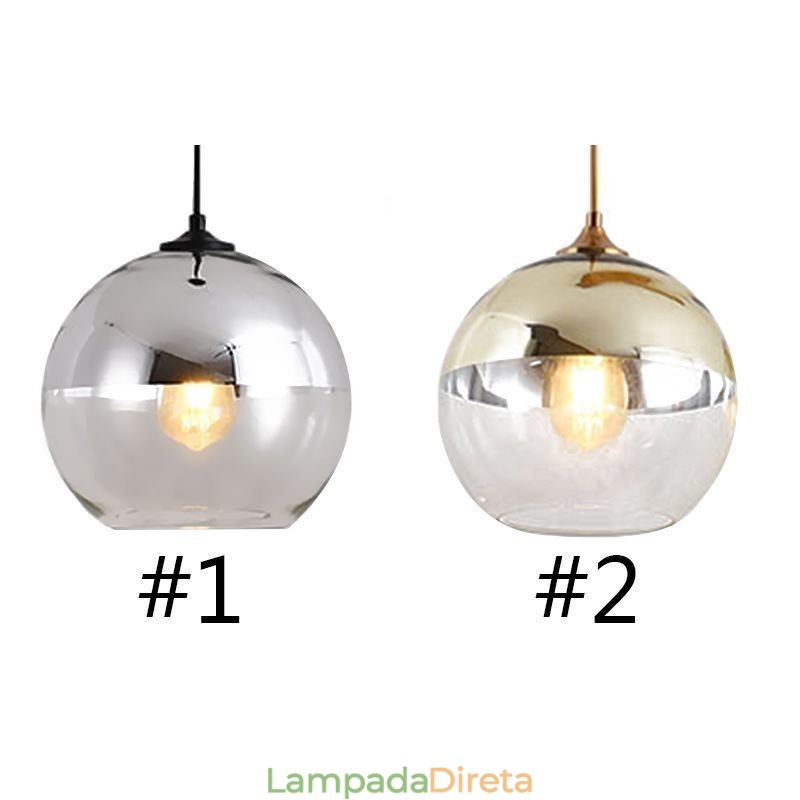 Luminária pendente criativa de ferro e globo de vidro, iluminação decorativa