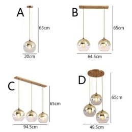 Luminária pendente criativa de ferro e globo de vidro, iluminação decorativa