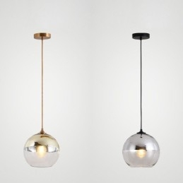 Luminária pendente criativa de ferro e globo de vidro, iluminação decorativa