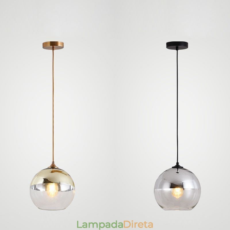 Luminária pendente criativa de ferro e globo de vidro, iluminação decorativa