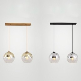 Luminária pendente criativa de ferro e globo de vidro, iluminação decorativa