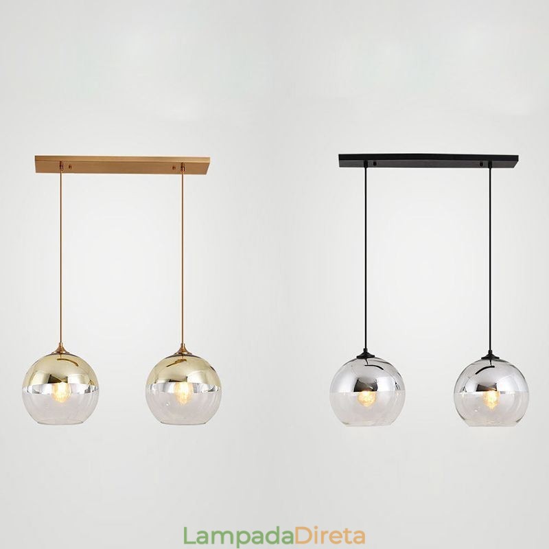 Luminária pendente criativa de ferro e globo de vidro, iluminação decorativa