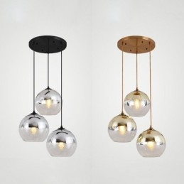 Luminária pendente criativa de ferro e globo de vidro, iluminação decorativa