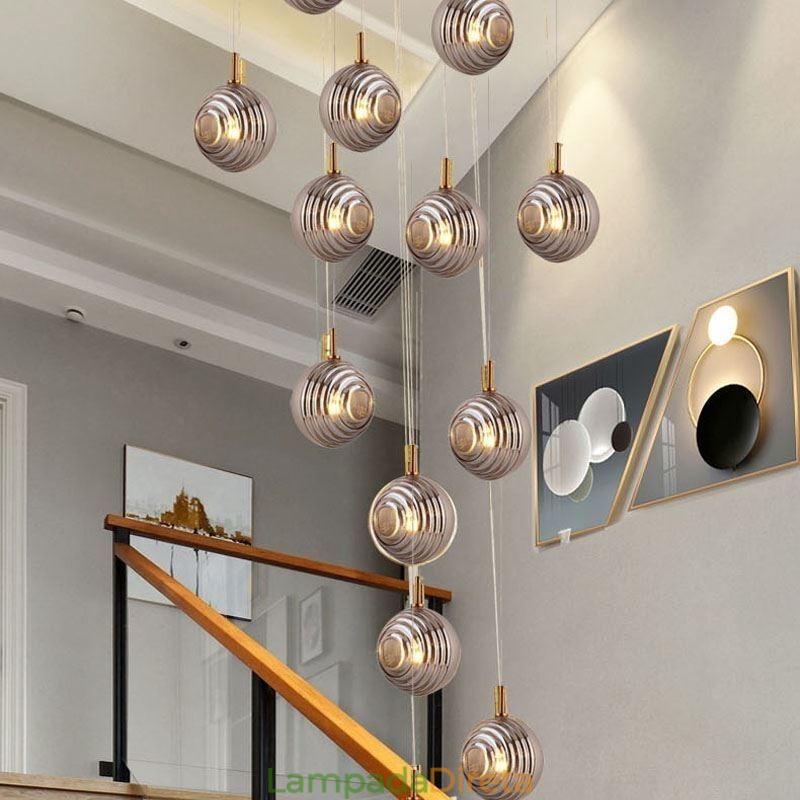 Luminária pendente de vidro criativa decorativa globo de vidro loft
