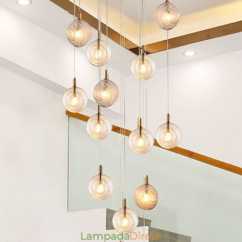 Luminária pendente de vidro criativa decorativa globo de vidro loft