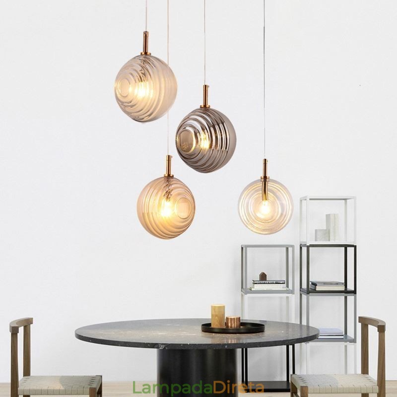 Luminária pendente de vidro criativa decorativa globo de vidro loft