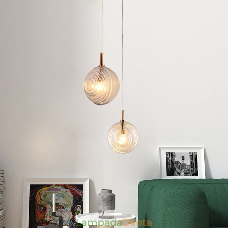 Luminária pendente de vidro criativa decorativa globo de vidro loft