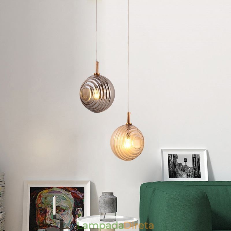 Luminária pendente de vidro criativa decorativa globo de vidro loft