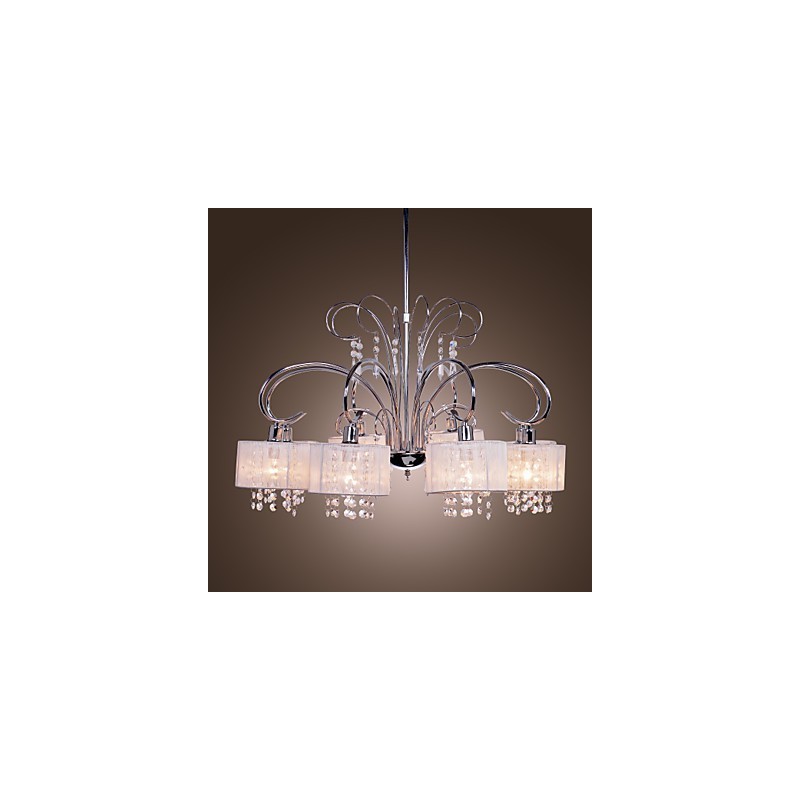Lustre moderno contemporâneo de cristal cromado em metal