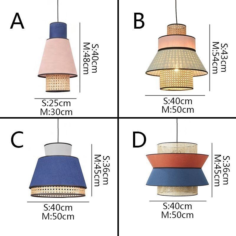 1 Luminária pendente de abajur de vestido leve com trama de bambu
