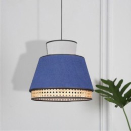1 Luminária pendente de abajur de vestido leve com trama de bambu