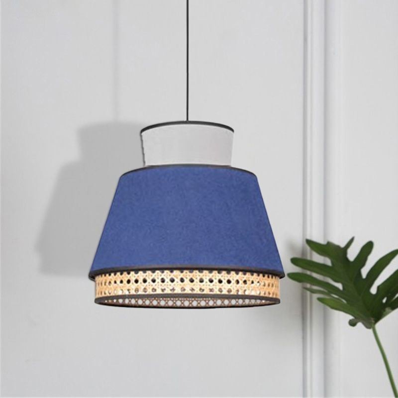 1 Luminária pendente de abajur de vestido leve com trama de bambu