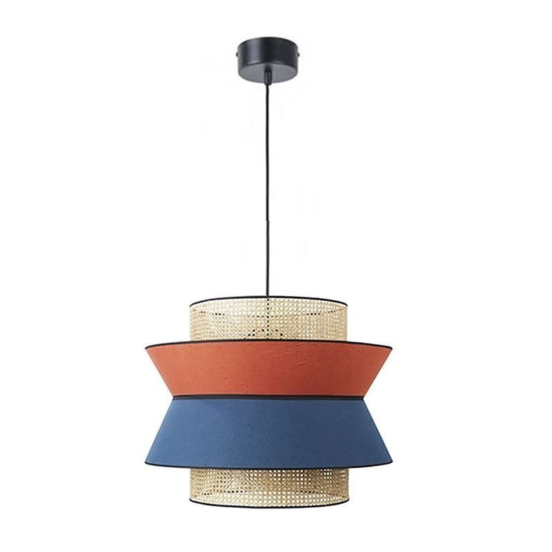 1 Luminária pendente de abajur de vestido leve com trama de bambu
