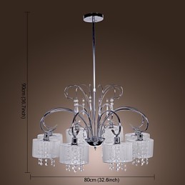 Lustre moderno contemporâneo de cristal cromado em metal
