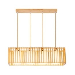 Luminária pendente minimalista em forma de gaiola de madeira