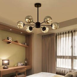 Luminária pendente Magic Bean estilo nórdico, luminária pendente Gypsophila com bola de vidro