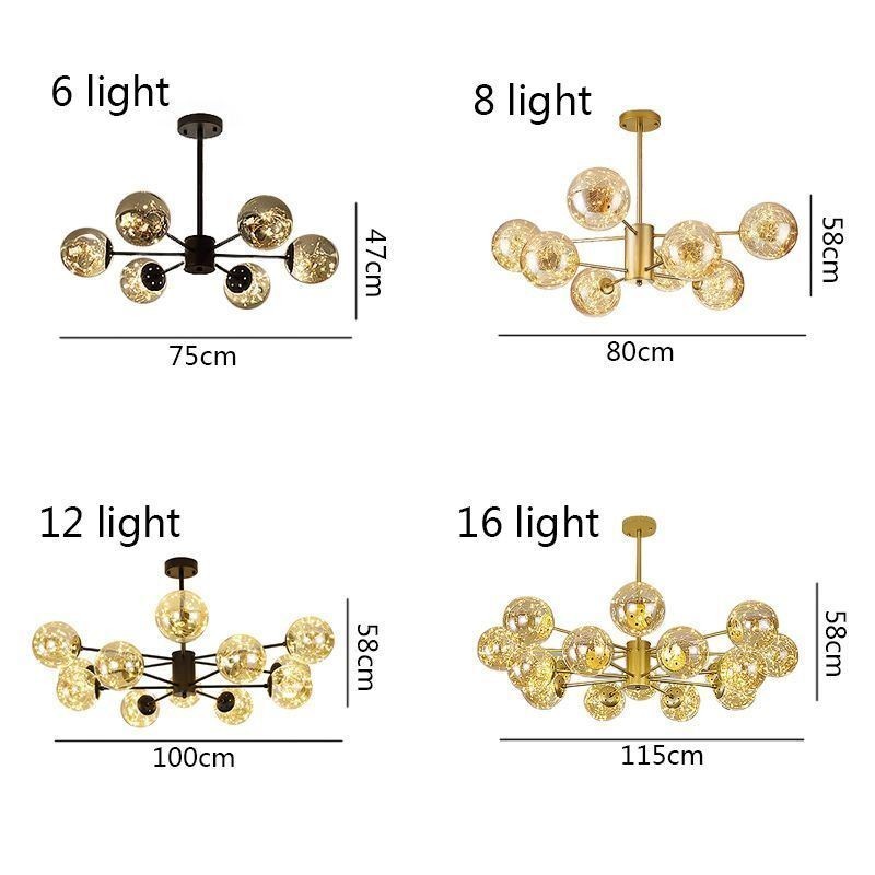 Luminária pendente Magic Bean estilo nórdico, luminária pendente Gypsophila com bola de vidro