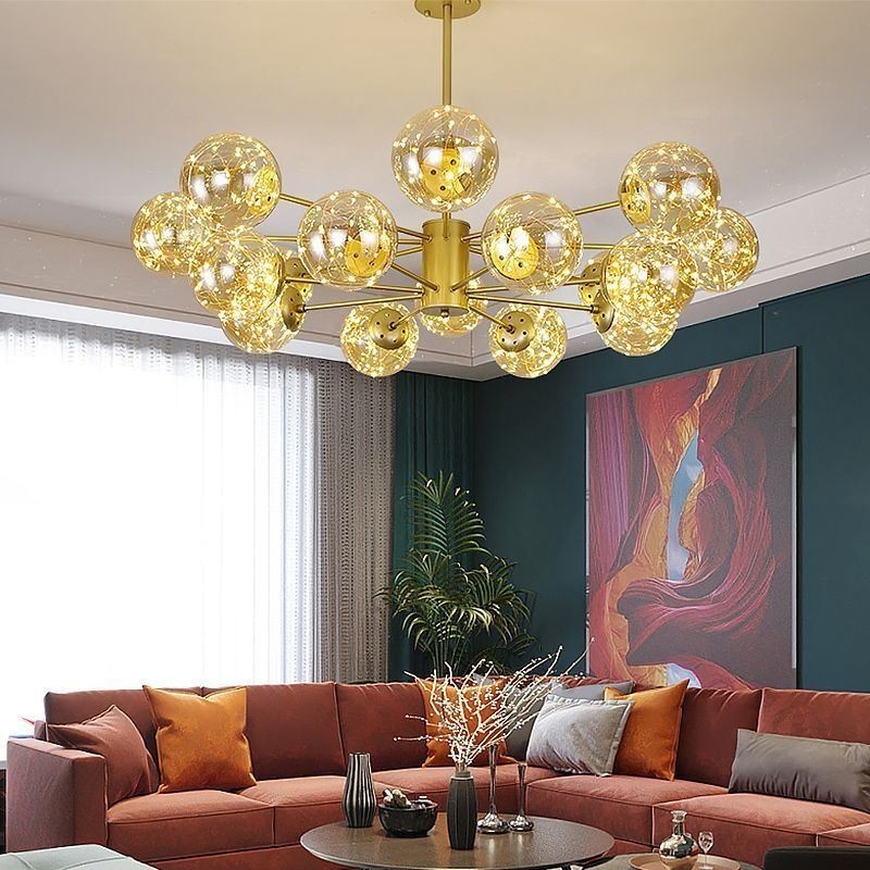 Luminária pendente Magic Bean estilo nórdico, luminária pendente Gypsophila com bola de vidro