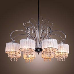 Lustre moderno contemporâneo de cristal cromado em metal