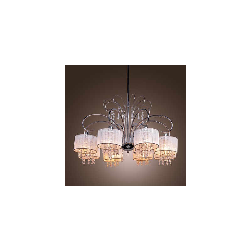 Lustre moderno contemporâneo de cristal cromado em metal