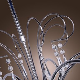 Lustre moderno contemporâneo de cristal cromado em metal