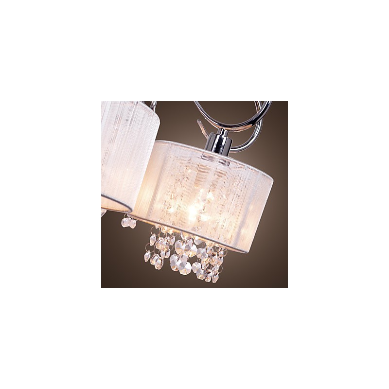 Lustre moderno contemporâneo de cristal cromado em metal
