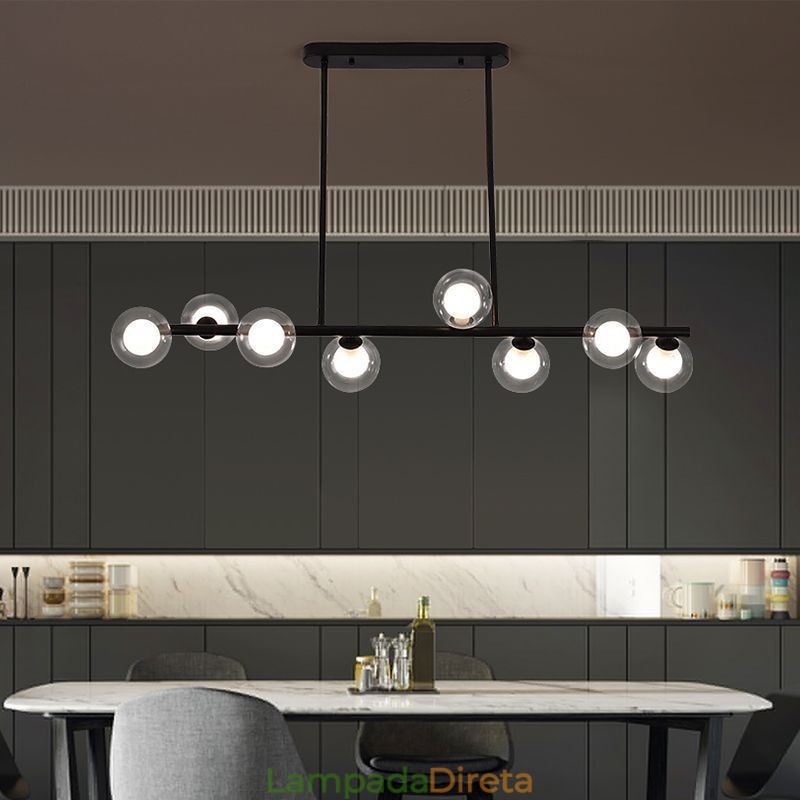 Lustre Globo de Vidro Tipo Horizontal Pendente Luz