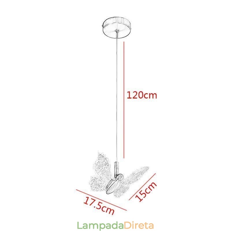 Luminária pendente de acrílico borboleta luminária de teto