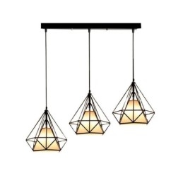 Luminária pendente em formato de diamante, luminária decorativa moderna e minimalista