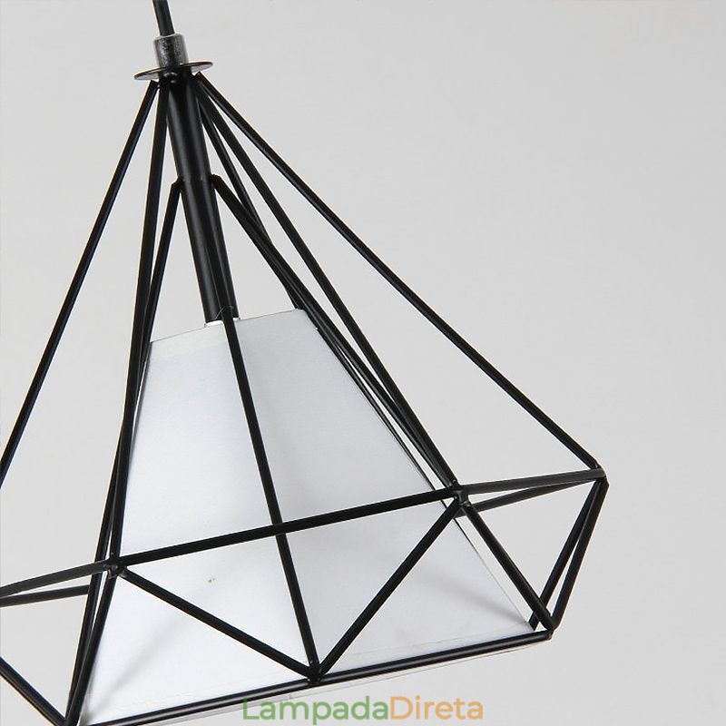 Luminária pendente em formato de diamante, luminária decorativa moderna e minimalista