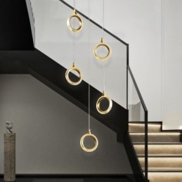 Luminária pendente de acrílico com anel de luz e holofote
