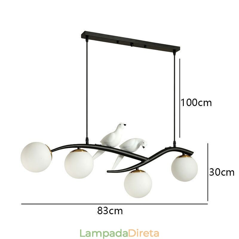 Luminária pendente moderna minimalista com 4 lâmpadas, luz decorativa