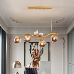 Luminária pendente moderna minimalista com 4 lâmpadas, luz decorativa