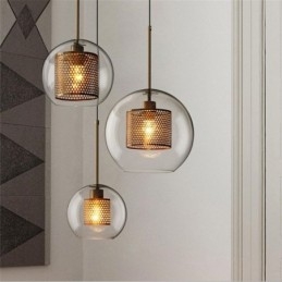 Luminária pendente minimalista de vidro com 3 luzes, ilha de teto