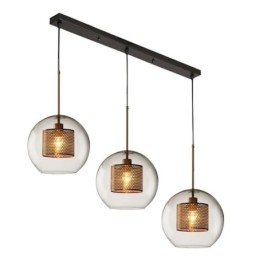 Luminária pendente minimalista de vidro com 3 luzes, ilha de teto