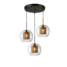 Luminária pendente minimalista de vidro com 3 luzes, ilha de teto