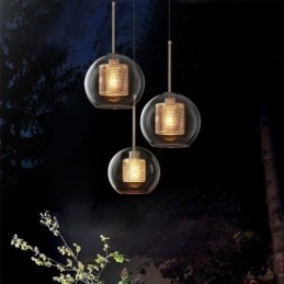 Luminária pendente minimalista de vidro com 3 luzes, ilha de teto