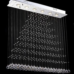 Luminária pendente retangular de cristal, lustre de teto, luminárias de iluminação