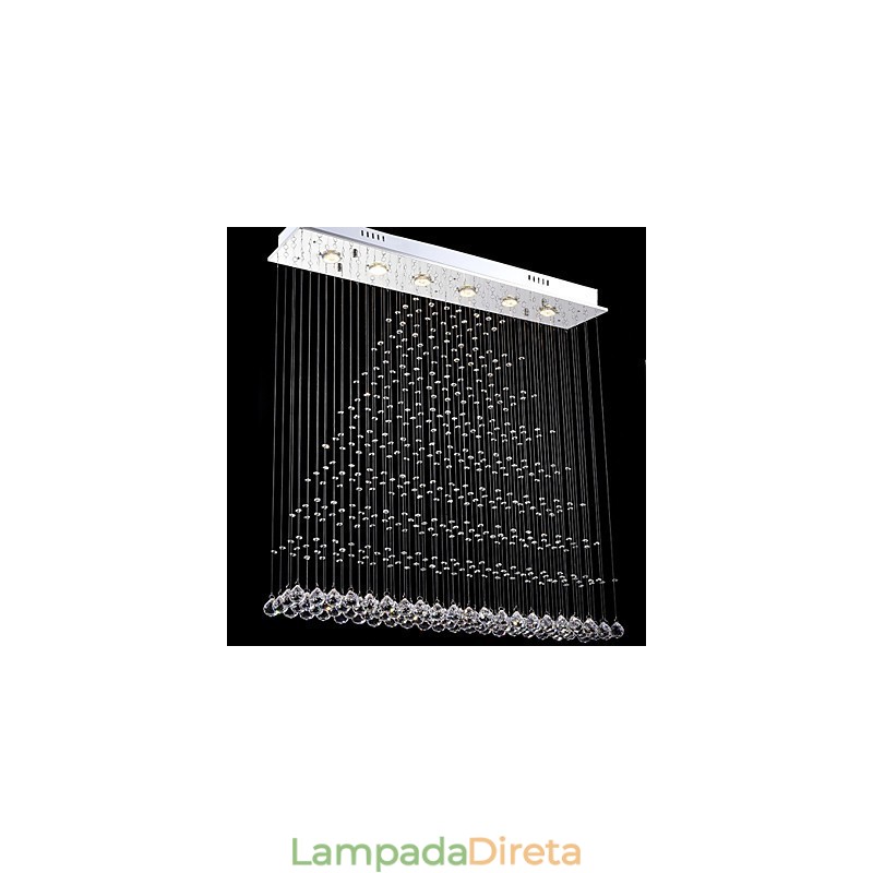 Luminária pendente retangular de cristal, lustre de teto, luminárias de iluminação