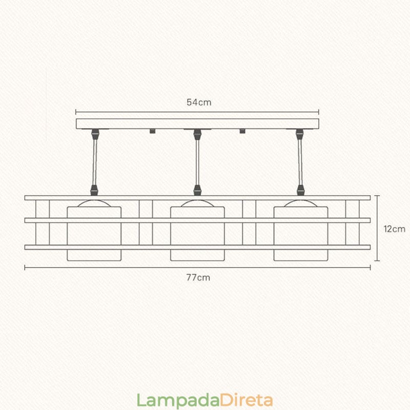 Luminária pendente criativa de carvalho com 3 luzes, luz de teto decorativa de madeira, café