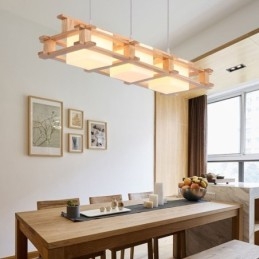 Luminária pendente criativa de carvalho com 3 luzes, luz de teto decorativa de madeira, café