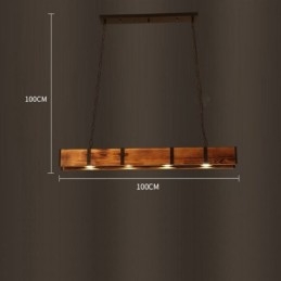 Luminária pendente estilo industrial retangular de madeira para teto com ilha