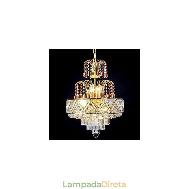 Lustre de metal com pintura de cristal clássico tradicional