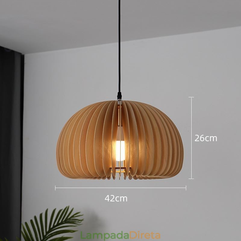 Luminária pendente estilo retrô Basswood Abóbora Luminária pendente