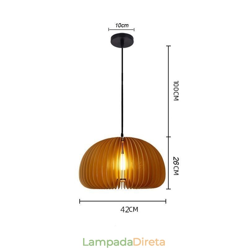 Luminária pendente estilo retrô Basswood Abóbora Luminária pendente