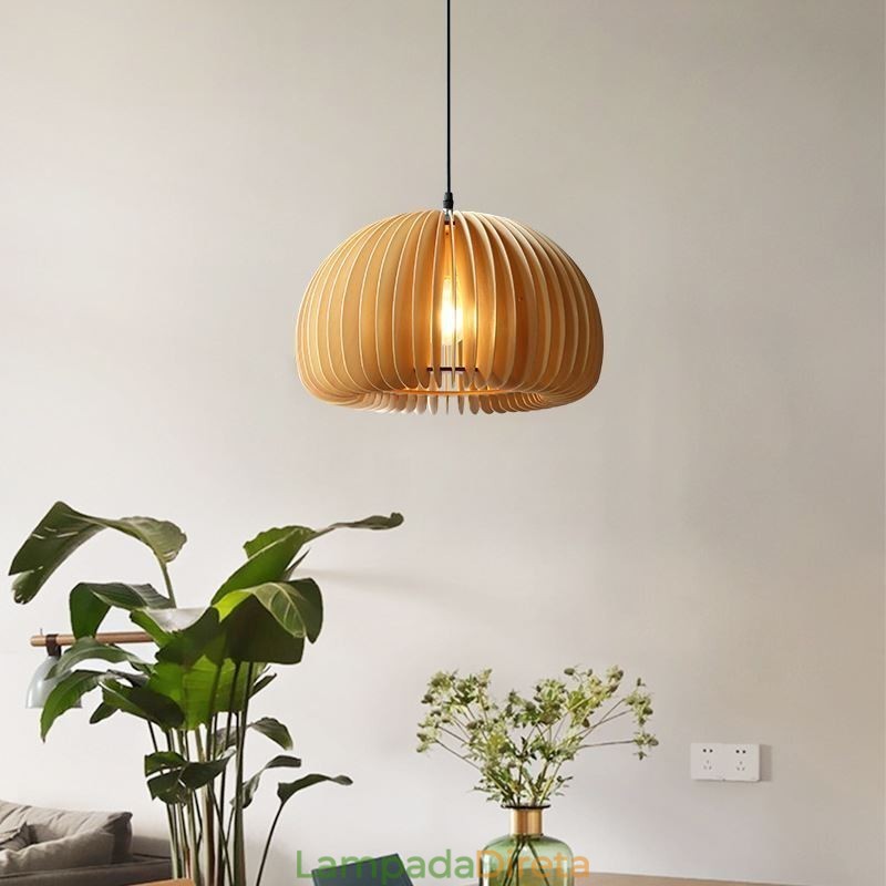 Luminária pendente estilo retrô Basswood Abóbora Luminária pendente