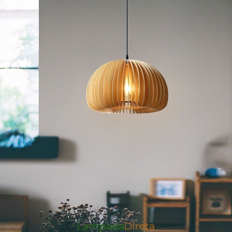 Luminária pendente estilo retrô Basswood Abóbora Luminária pendente